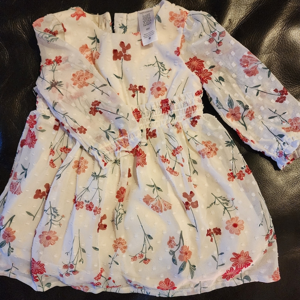 9 mo carters dress, white with red flowers